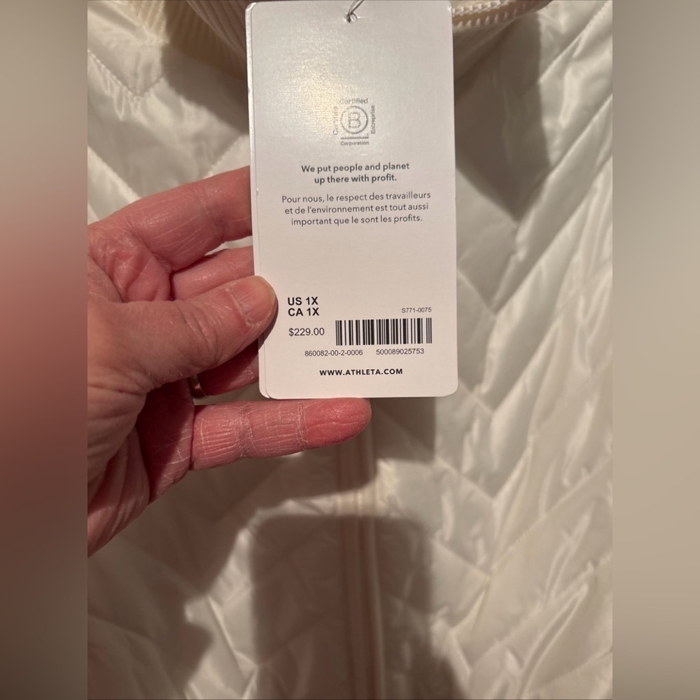 ATHLETA Mendocino Coat Women's Size 1X Off White Belted w/ pockets BNWT - Picture 5 of 7